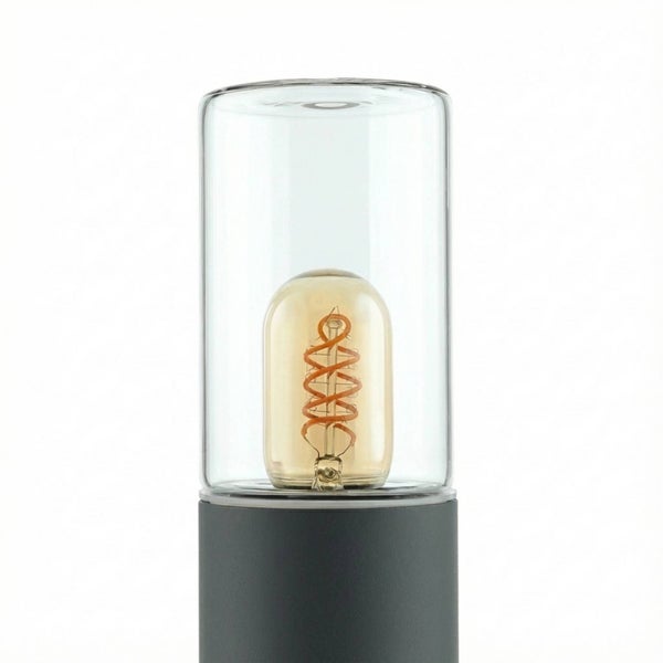 Dekorative Tischleuchte mit Glühbirne unter Glasglocke