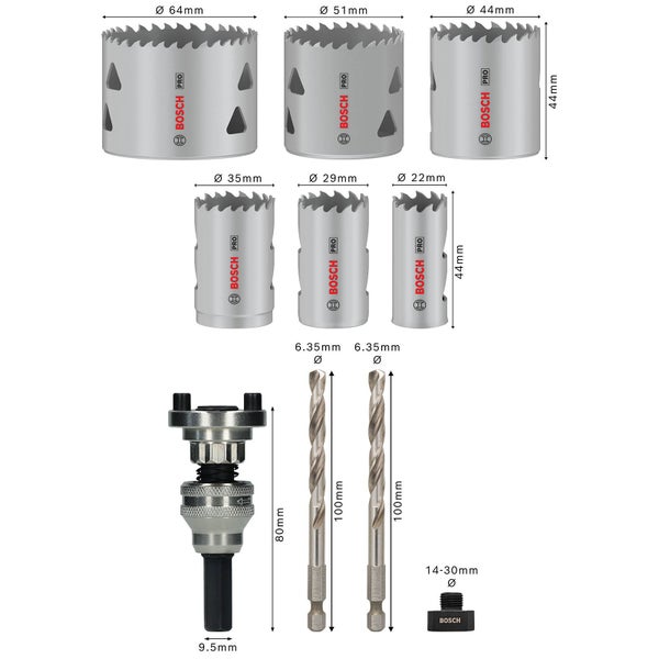 Bosch PRO Multi Material Lochsäge Q-Lock Aufsteckhalter-Set 10-tlg. - 2608901550