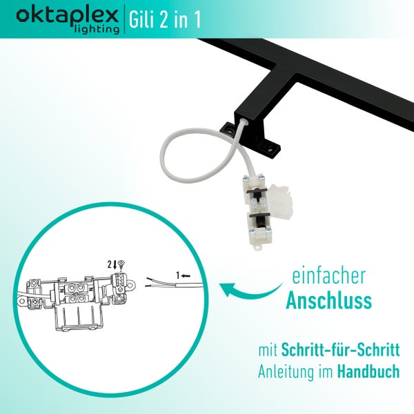 LED Spiegelleuchte Bad 6500K Kaltweiß 5W 350lm Schminklicht 2 in 1 Montage schwarz 30 cm für Spiegel bis 7mm Dicke Spiegellampe