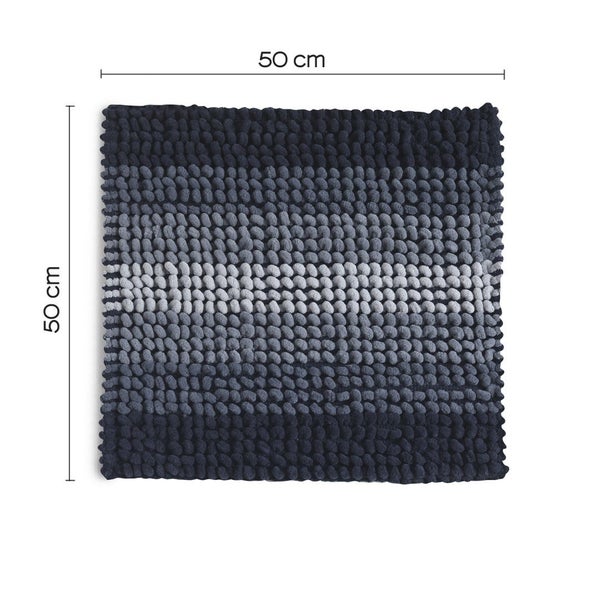 Quadratische Badematte aus Mikrofasern und Baumwolle in blauer Farbe | Benjamin