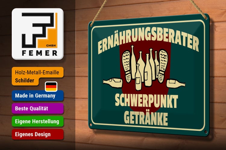 Blechschild Spruch 30x20cm Ernährungsberater Getränke