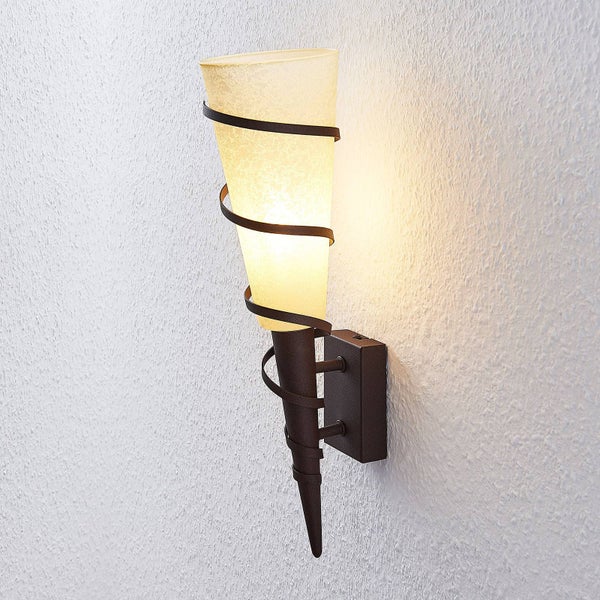 Lindby Wandleuchte, Wandlampe Innen Anouk (Landhaus Vintage Rustikal) in Braun aus Metall (1 flammig E14) - Wandfackel Wandstrahler Wandbeleuchtung Schlafzimmer / Wohnzimmer Wohnzimmerleuchte