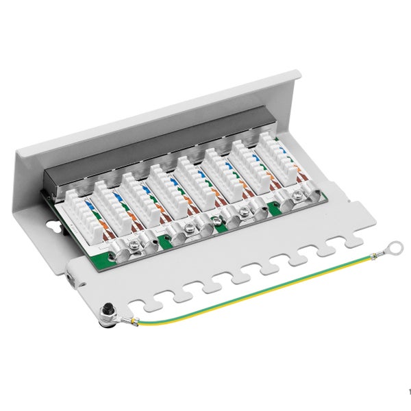 ProfiPatch Patchpanel Patchfeld Cat.6 Desktop 8-Port RJ45 geschirmt Aufputz Wandmontage 1HE grau