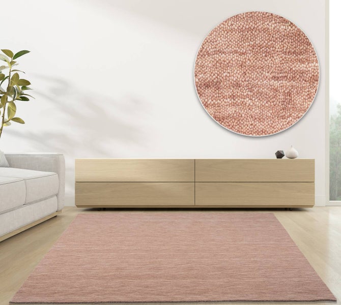 Wollteppich Luxus Designerteppich moderner uni Teppich aus reiner Schurwolle Beige 140x200 cm