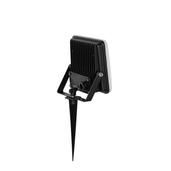 LED-Außenstrahler mit Erdspieß und Montagebügel, Rückansicht.