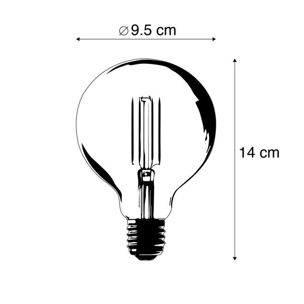 Set mit 3 intelligenten E27-LED-Lampen, dimmbar bis warm, G95 Goldline, 7 W, 806 lm, 1800 K – 3000 K