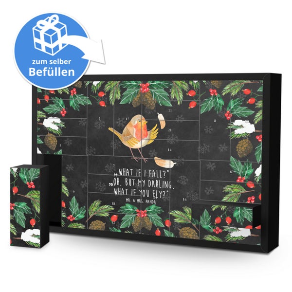 Mr. & Mrs. Panda Befüllbarer Adventskalender Rotkehlchen Federn - Schwarz