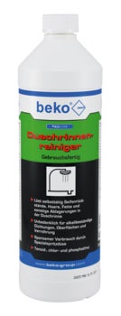 beko Duschrinnenreiniger, gebrauchsfertiges Reinigungsmittel für Duschabläufe in einer Kunststoffflasche.