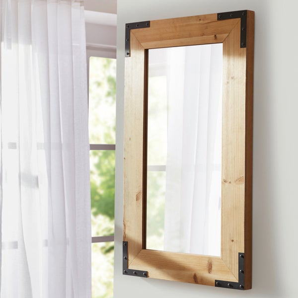 FRANK FLECHTWAREN | Spiegel Wood, HOLZ, METALL, GLAS, 50 x 3 x 70 cm