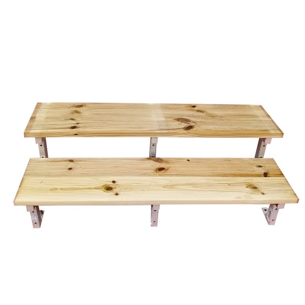 OSLO - Terrassentreppe, Außentreppe, Gartentreppe  Stahl H37cm 2 Stufen Holz KDI Breite 120cm