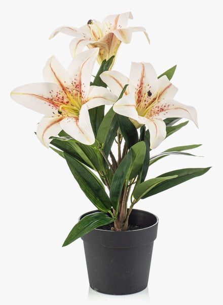 Künstlicher Bougainvillea-Zweig mit violetten Textilblüten und grünen Blättern.