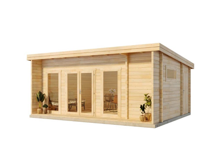 Alpholz Gartenhaus Carla-70 ISO Gartenhaus aus Holz, Holzhaus mit 70 mm Wandstärke, Blockbohlenhaus mit Montagematerial, Naturbelassen