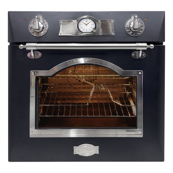 Kaiser Empire Einbaubackofen in Retro Design mit analoger Uhr und Metallgriffen