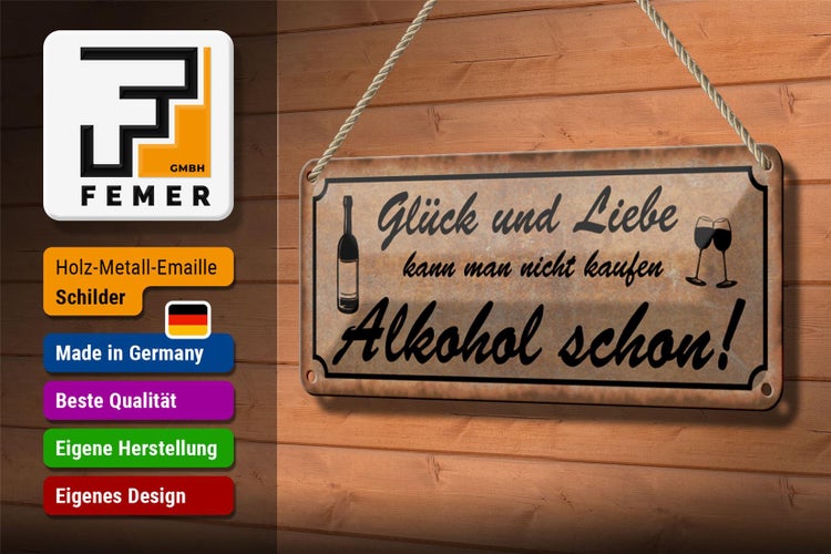Blechschild Spruch 27x10cm Glück Liebe nicht kaufen Dekoration