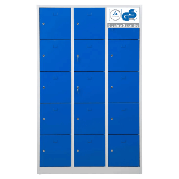 PROREGAL Schließfachschrank Falcon Large HxBxT 190 x 119 x 45 cm Zylinderschloss Grau-Blau