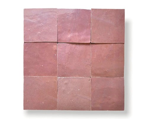 Handgefertigte Wandfliese Zellige Alhambra 12 Vieux Rose 10x10cm glänzend