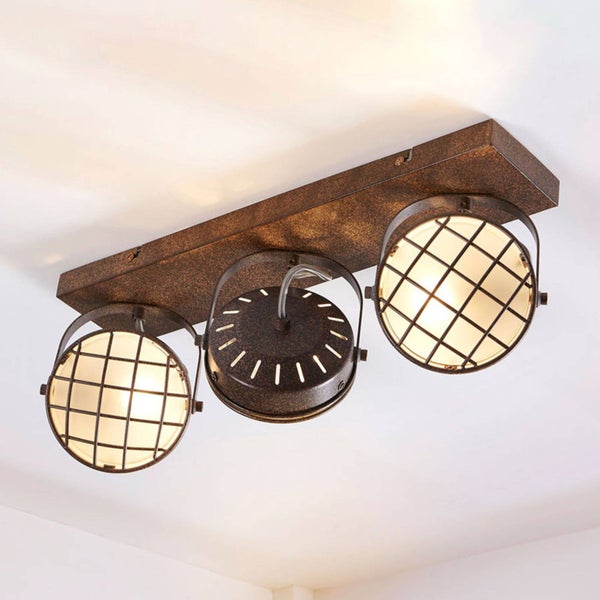 Lindby Strahler Tamin (Vintage, Industriell) in Braun aus Metall (3 flammig G9) - Deckenlampe Deckenleuchte Lampe Spot Wohnzimmerleuchte