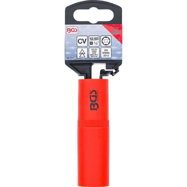 BGS VDE-Steckschlüssel-Einsatz Sechskant Antrieb Innenvierkant 12,5 mm (1/2) SW 17 mm - 72067