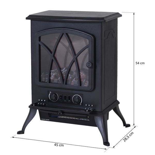 HOMCOM Elektrokamin (Modell6), L45 x B28,5 x H54 cm, Kunststoff und Sicherheitsglas, Schwarz