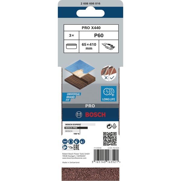 Bosch PRO X440 Schleifband 65 x 410 mm 60 - 2608606016