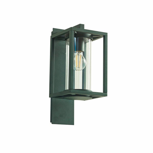 Lucande Wandleuchte außen Ferda (spritzwassergeschützt (Modern) in Grün aus Aluminium (1 flammig, E27) - Außenwandleuchten Wandlampe Led Außenlampe Outdoor für Außenwand/Hauswand Haus