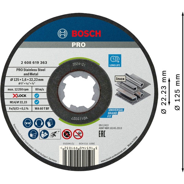 Bosch Pro Trennscheibe für Edelstahl und Metall, Durchmesser 125 Millimeter