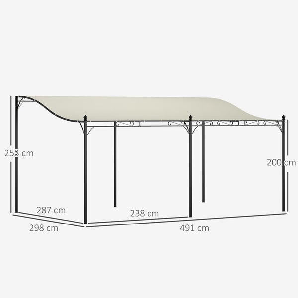 Outsunny Anbaupavillon Pergola mit Dach, Wasserabweisend Pavillon Vordach, freistehend Gartenpavillon Terrassenpavillon Überdachung Sonnenschutz für Terrasse Garten ca. 3x5x2,5 m Cremeweiß