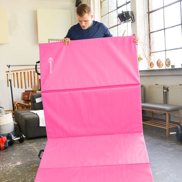 300x100 Klappbare Gymnastikmatte - 5cm dicke Turnmatte Pink Aubergine