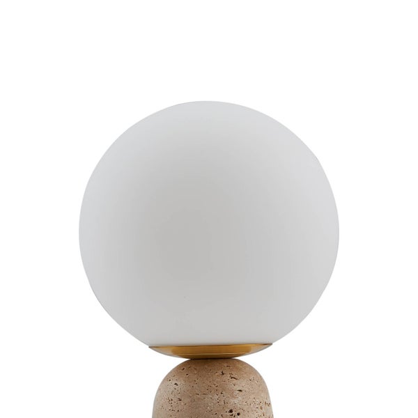 Lindby Tischlampe Kirstan (Modern) in Weiß aus Stein (1 flammig, E27) - Tischleuchte Schreibtischlampe Nachttischlampe Wohnzimmerleuchte