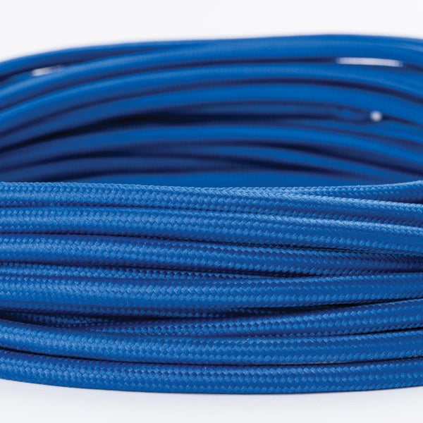 Textilkabel Blau, 3-adrig, (3x 0,75 mm²) - Stoffkabel mit Erdleiter, Meterware