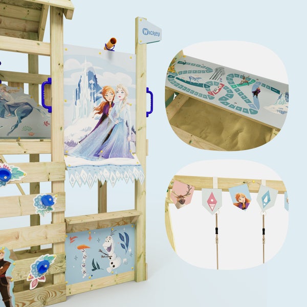 WICKEY Spielturm Disney Die Eiskönigin Adventure mit Rutsche und Doppelschaukel