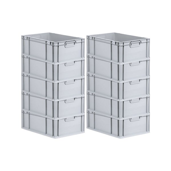 PROREGAL Spar Set 10x Eurobox Nextgen Economy Mit Scharnierdeckel & Blauen Schiebeschnappverschlüsse Griffe Geschlossen HxBxT 22 x 40 x 60 cm 44 Liter