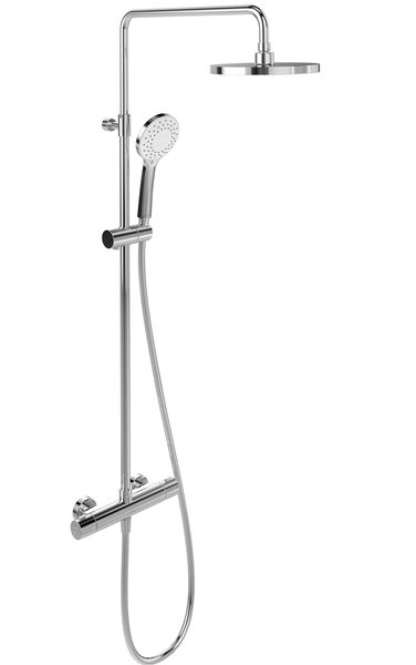 Villeroy & Boch Duscharmatur Universal Showers, Duschsystem mit Brausehalter, Handbrause, Thermostat und Regendusche, Chrom