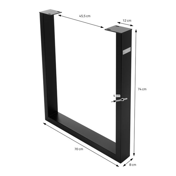 ML-Design 2er Set Tischgestell 70 x 74 cm in U-Form, Metall, Schwarz, Industrial-Design, Verstellbarer Bodenschutz, Kufengestell für Esstische & Schreibtische, Tischbeine Tischkufen für DIY-Projekte