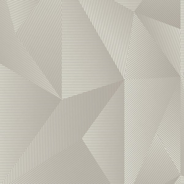 Geometrische Vliestapete mit feiner Linienstruktur in Dreiecksformen für einen modernen 3D-Effekt.