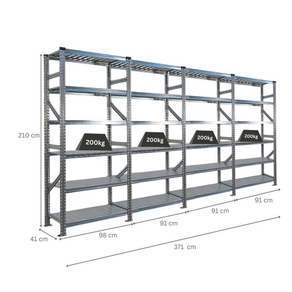Metallregal mit Maßen und Gewichtsangaben