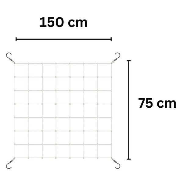 Abbildung eines Gepäcknetzes mit den Maßen 150 cm mal 75 cm