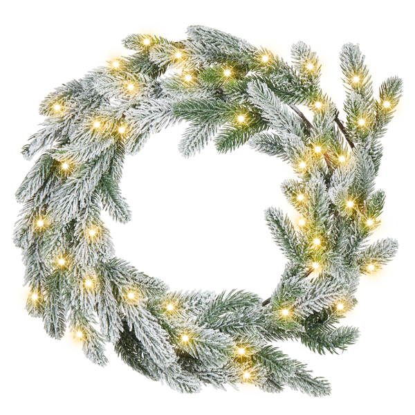 Schneebedeckter Weihnachtskranz LED ALBINI Grün 45 cm