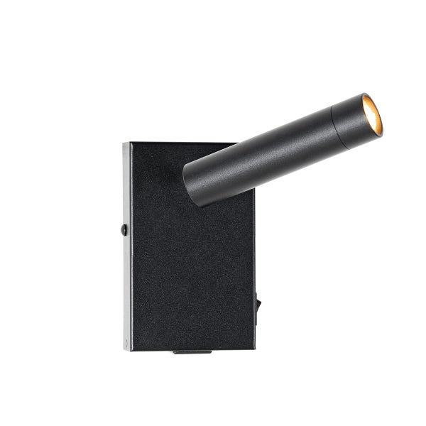 Schwarze Wandleuchte mit verstellbarem Spot