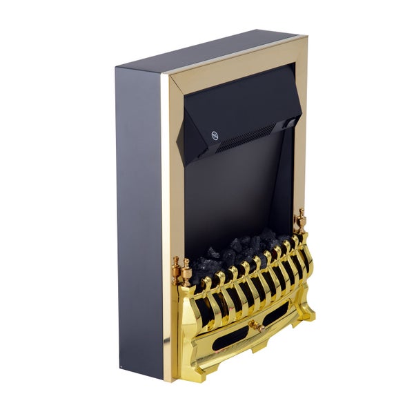 HOMCOM Elektrokamin, Flammeneffekt, 1000/2000W, 48,2 x 18,5 x 59,2 cm, Metall und Kunststoff, Gold