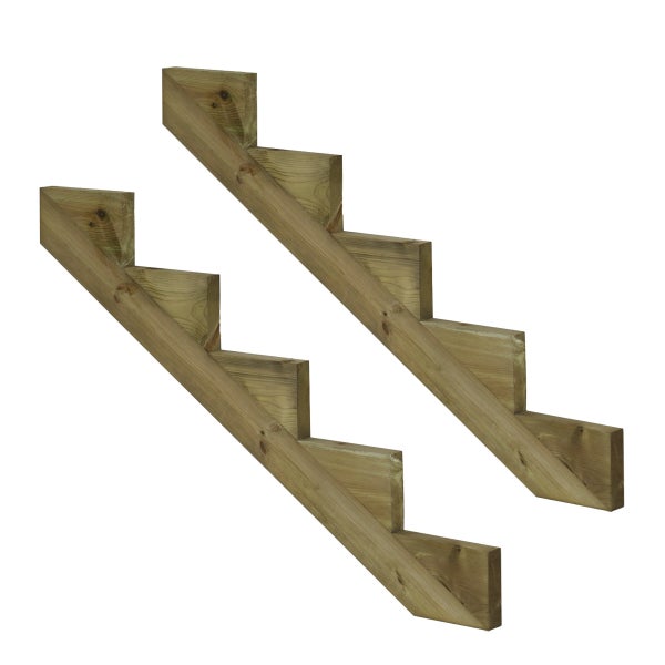 2er Set Treppenwange 5 Stufen aus KDI Holz für Gartentreppe, Außentreppe, Terrassentreppe n-Höhe 85cm