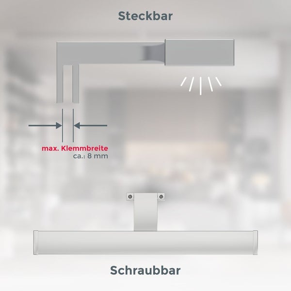 Spiegelleuchte - 7W, 600lm, LED, 2 in 1 Montage, 40cm, neutralweiß, chrom