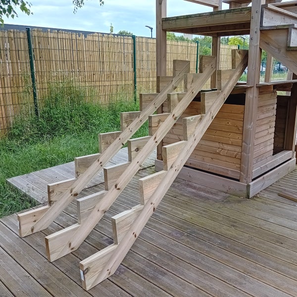 3er Set Treppenwange 8 Stufen aus KDI Holz für Gartentreppe, Außentreppe, Terrassentreppe n-Höhe 136cm