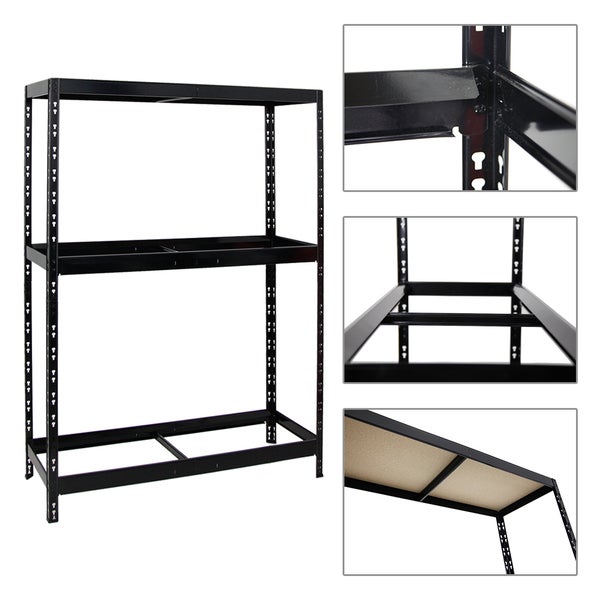 PROREGAL Reifenregal Tiger mit Fachboden HxBxT 180 x 130 x 50 cm bis zu 12 Reifen auf 2 Ebenen Schwarz