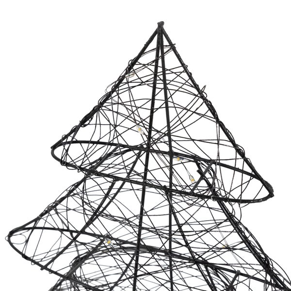 ECD Germany LED Deko Baum Weihnachten mit 30 warmweißen LEDs, 40 cm hoch, Metall, Schwarz, Weihnachtsbaum mit Beleuchtung & Timer, Innen, batteriebetrieben, Lichterbaum Tanne stehend Weihnachtsdeko