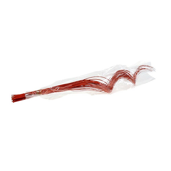 Bündel dekorative, gewellte Salix-Zweige in Rotbraun in transparenter Folie.