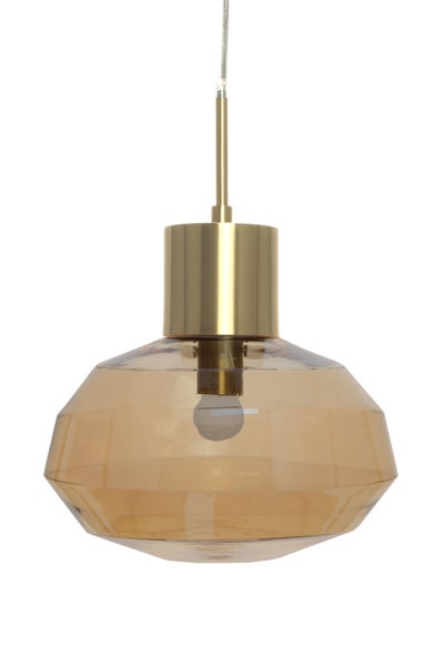 Retro Glaslampe Beige, Hängelampe Vintage Look | Wohnzimmer Esszimmer Leuchte