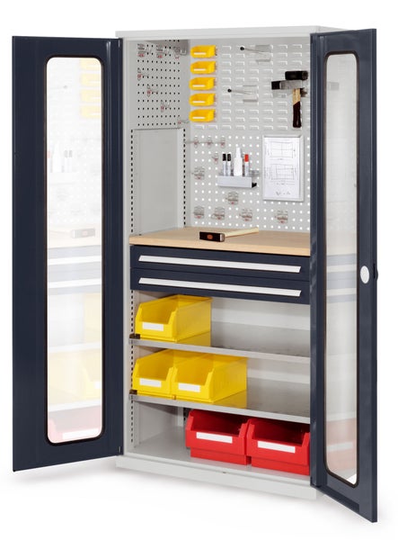 Werkzeugschrank mit Werkbankplatte, Schubladen und Regalböden