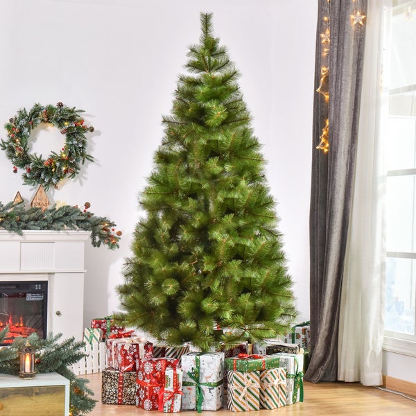 HOMCOM Künstlicher Weihnachtsbaum, Ø90 x 210 cm, Metall, Grün
