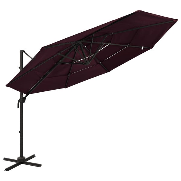 Sonnenschirm mit Aluminium-Mast 4-lagig Bordeauxrot 3x3 m